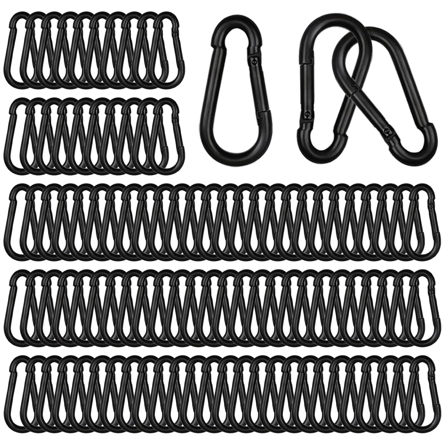 100 PCS 2.36ft' Spring Snap Hook Carabiner for Heavy Duty Use