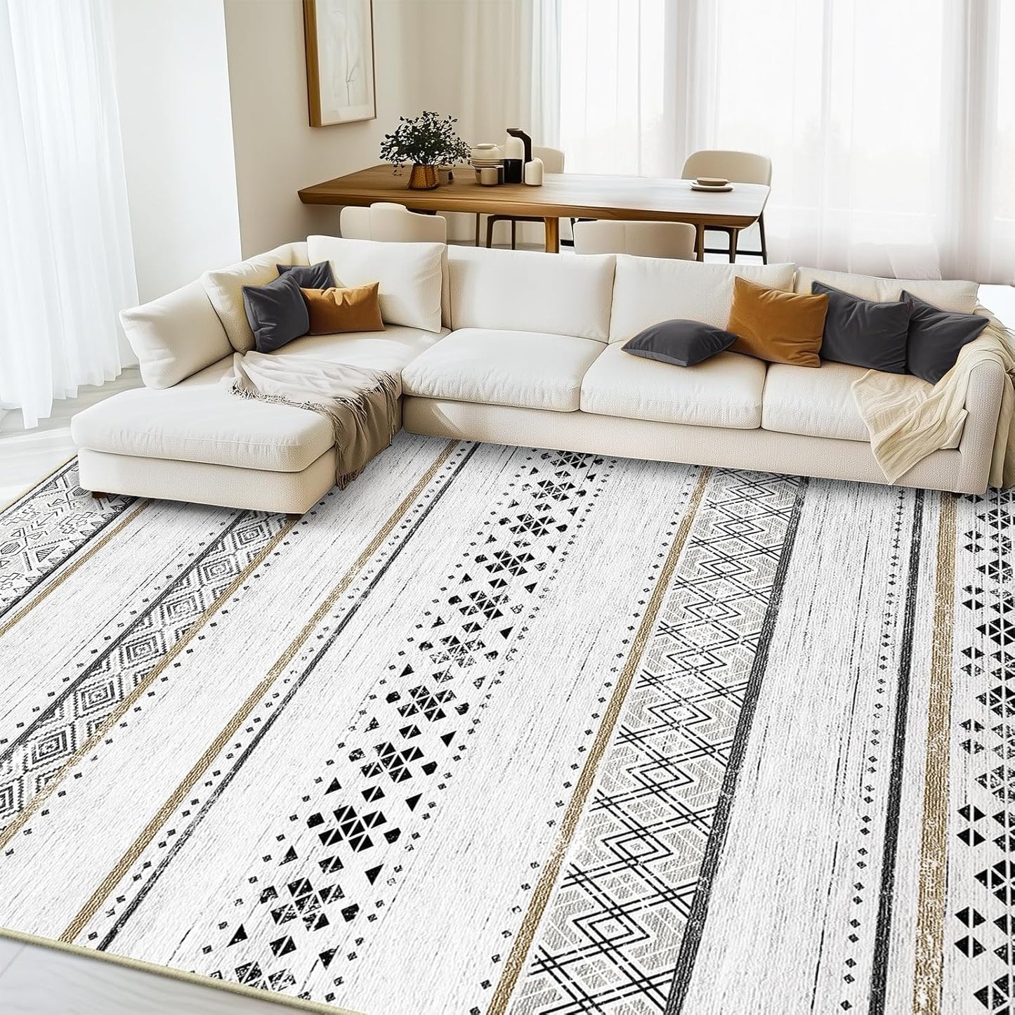 9x12 Area Rugs for Living Room - Moroccan Geometric Design