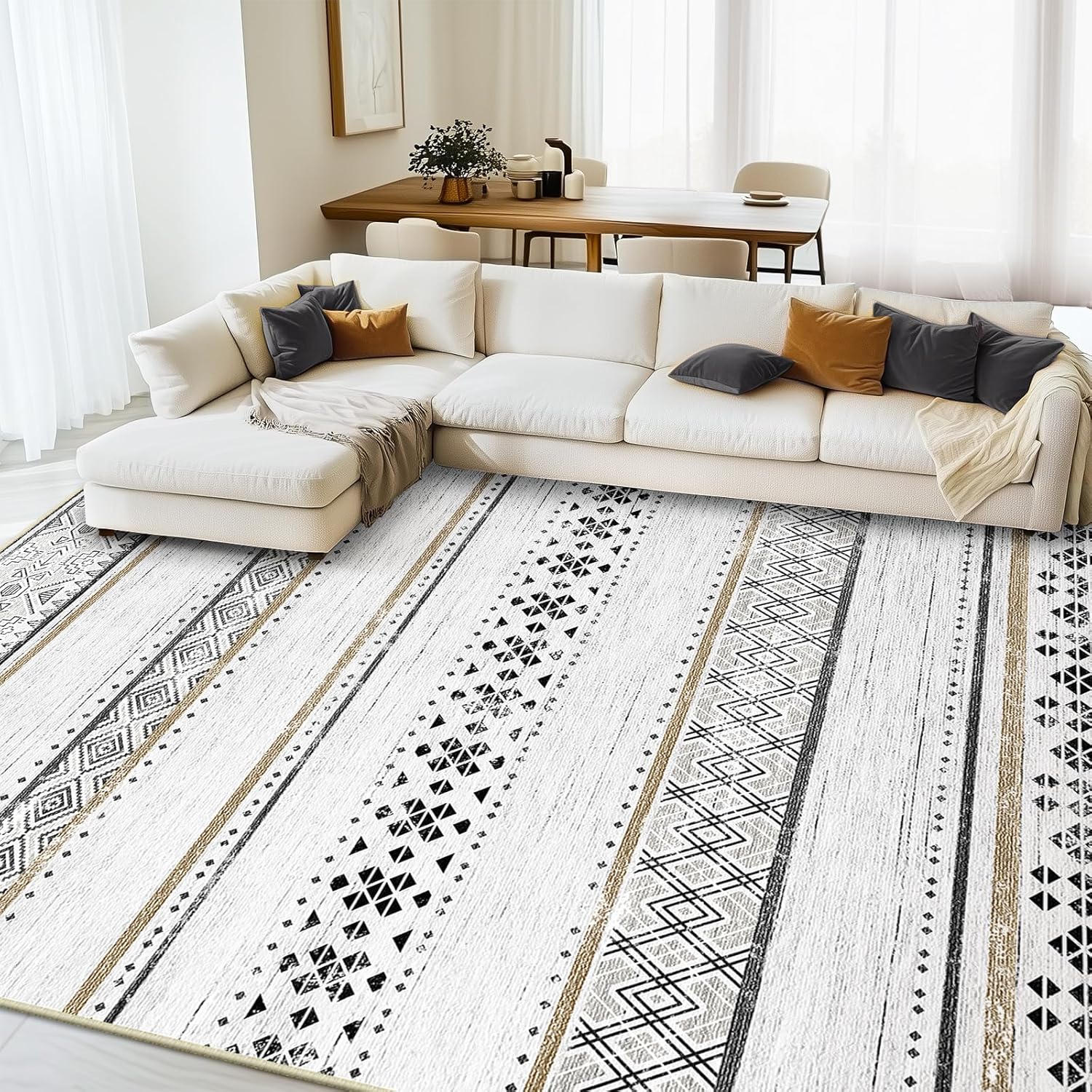 9x12 Area Rugs for Living Room - Moroccan Geometric Design