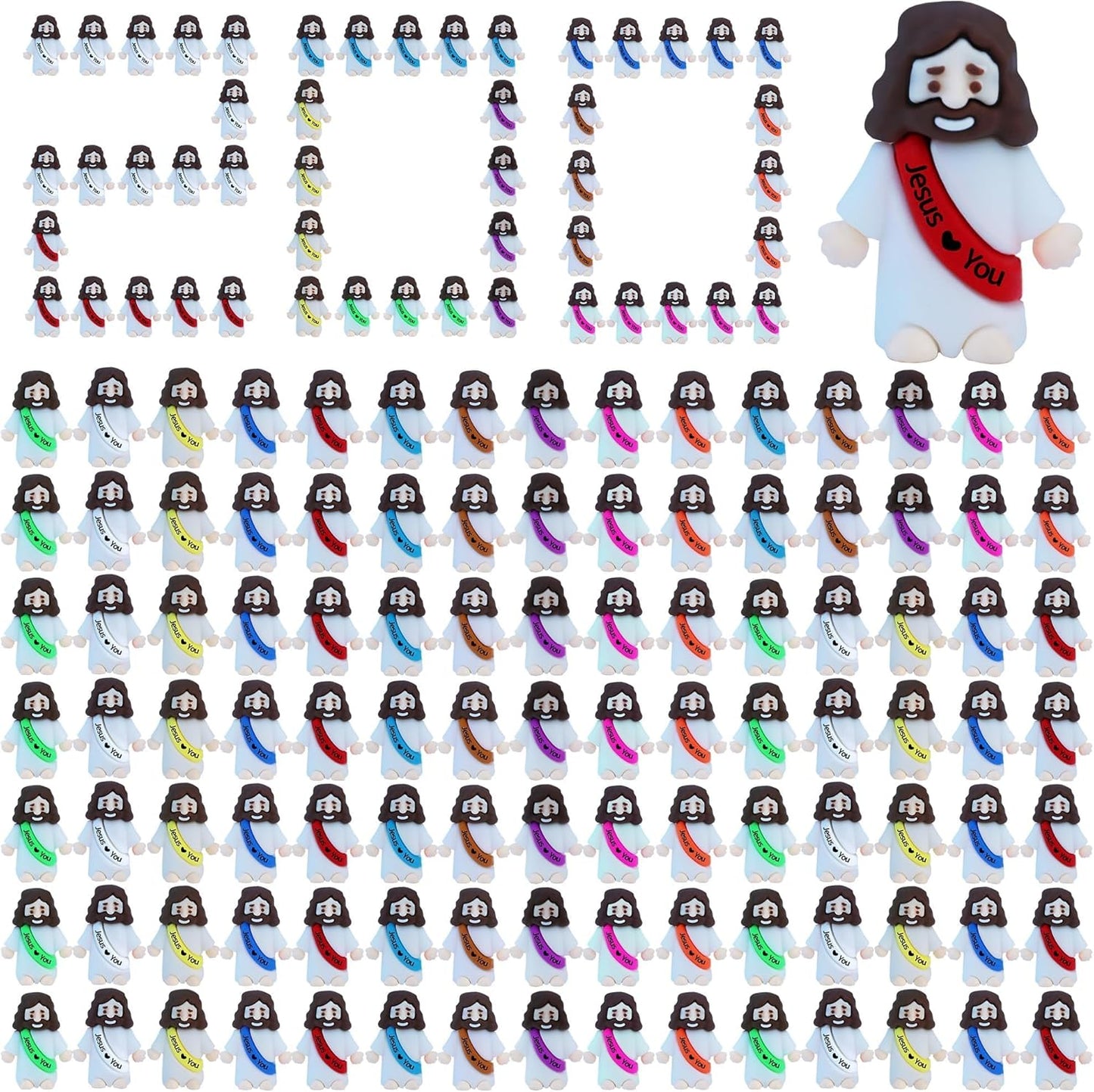 200 Pcs Mini Rubber Jesus Figures for Easter and Religious Events