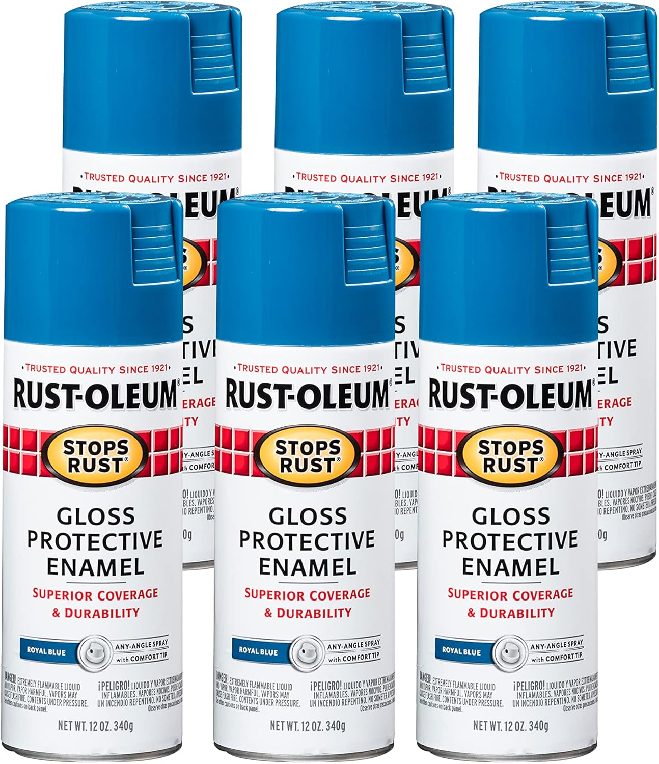Rust-Oleum Stops Rust Spray Paint 6 Pack in Gloss Royal Blue