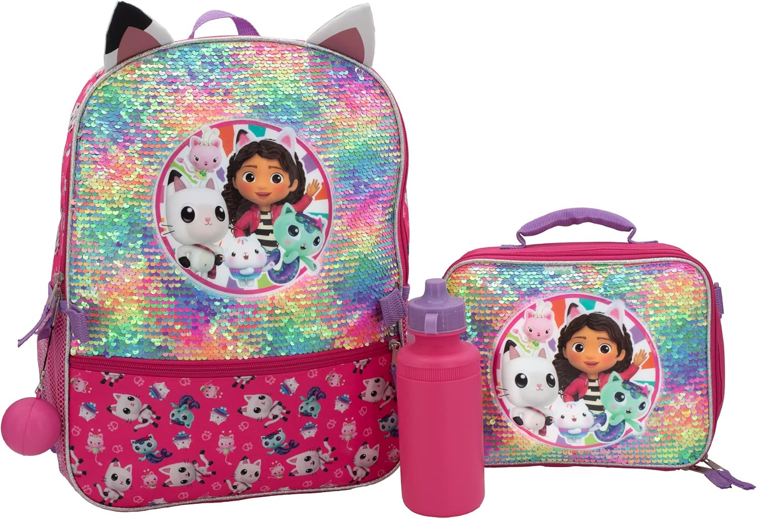Gabbys Doll House 4 Piece Backpack Set for Girls - Pink Sparkle