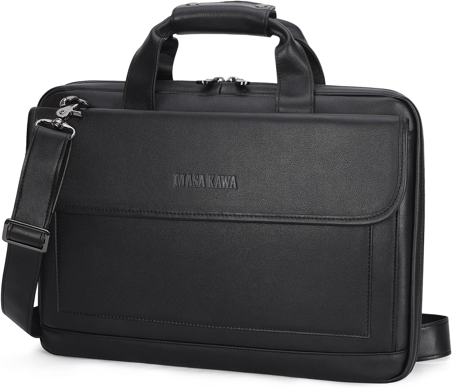Masa Kawa Slim Leather Briefcase for 15.6 in Laptop Users