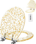 Resin Toilet Seat Round with Golden Glitter - Soft Close