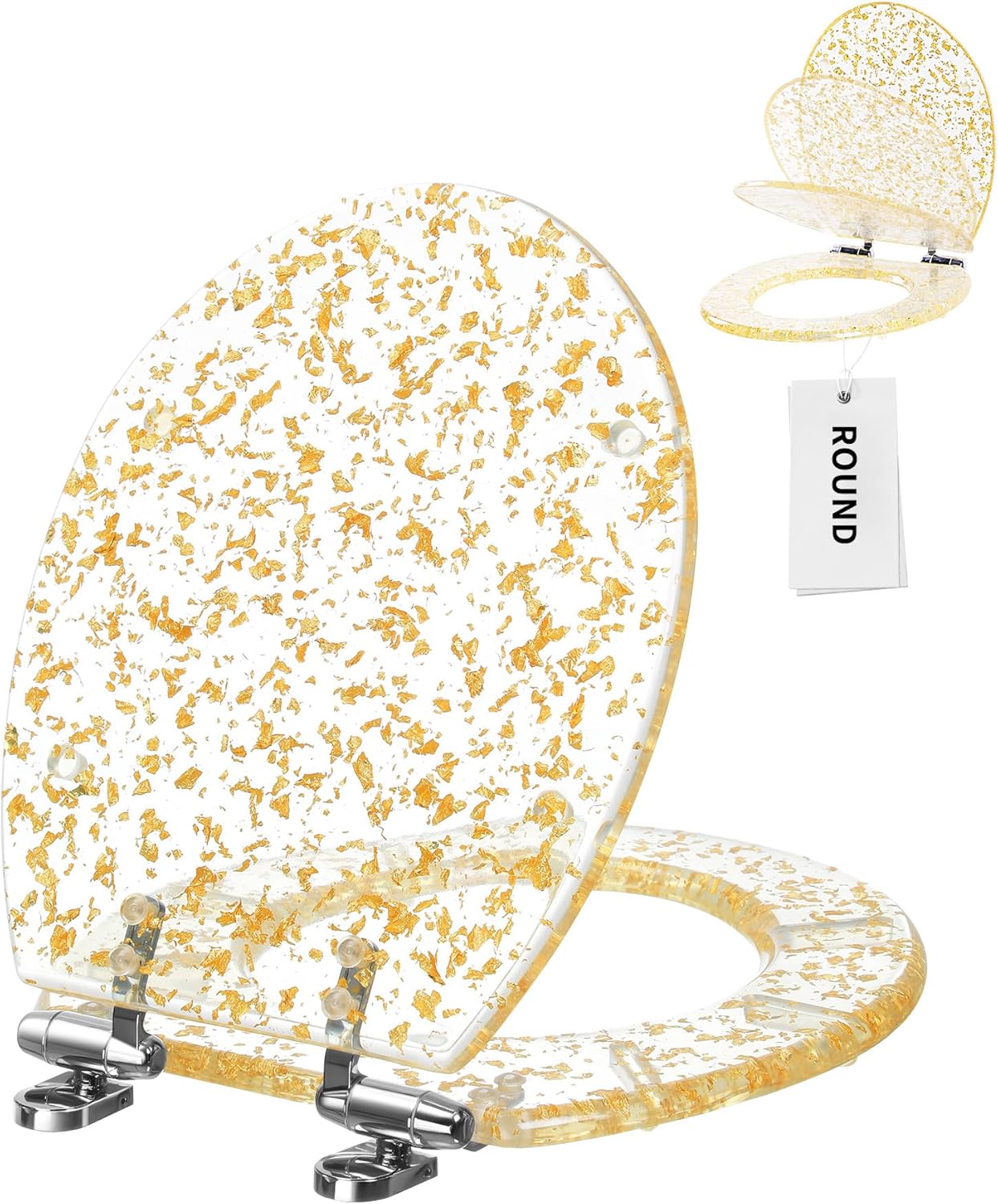 Resin Toilet Seat Round with Easy Clean Adjustable Hinges