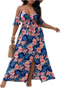 Floerns Women's Plus Size Cold Shoulder Split Thigh Long Dress