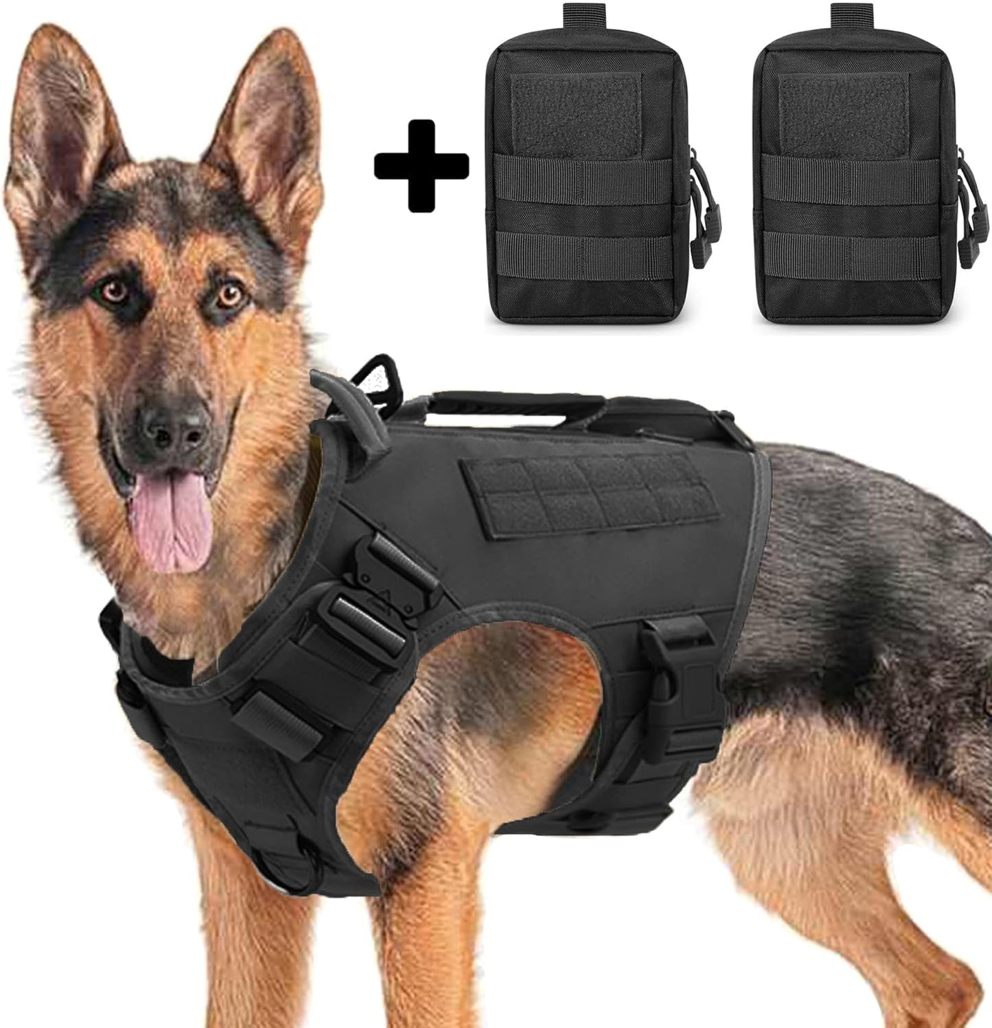 Tactical Dog Backpack Harness for Large Breeds with Pouches