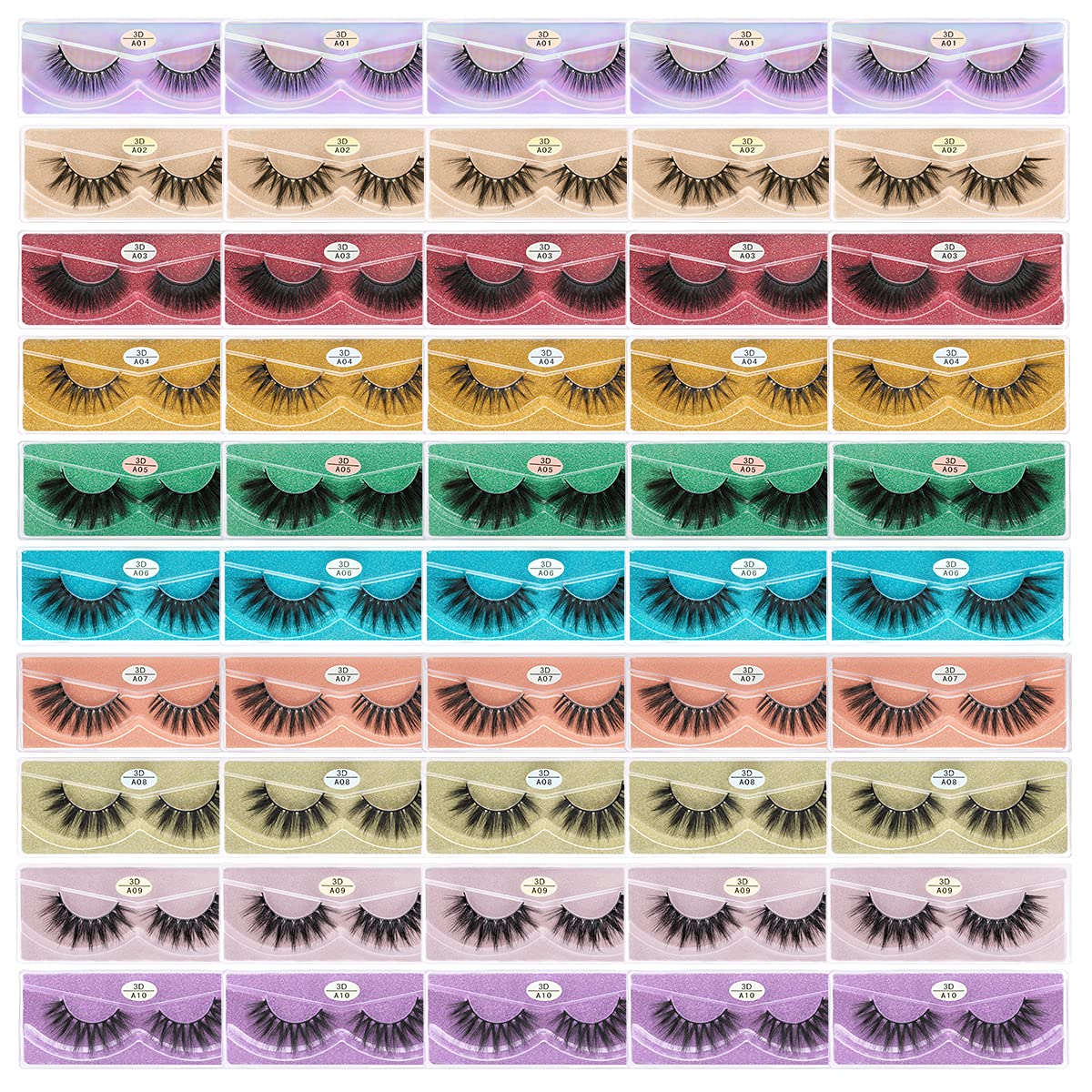 Faux Mink Lashes Bulk 50 Boxes 10 Styles for Stunning Eyes