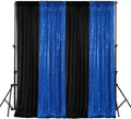Black & Royal Blue Sequin and Chiffon Backdrop 4 Panels - Party Photo