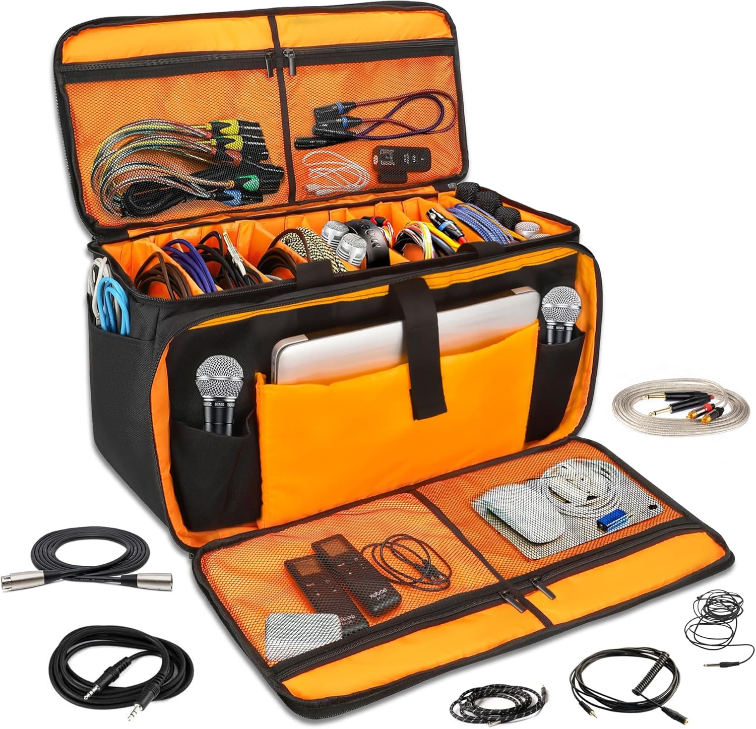 Cable Bag Organizer for Musicians - Travel Gig Bag with Dividers
