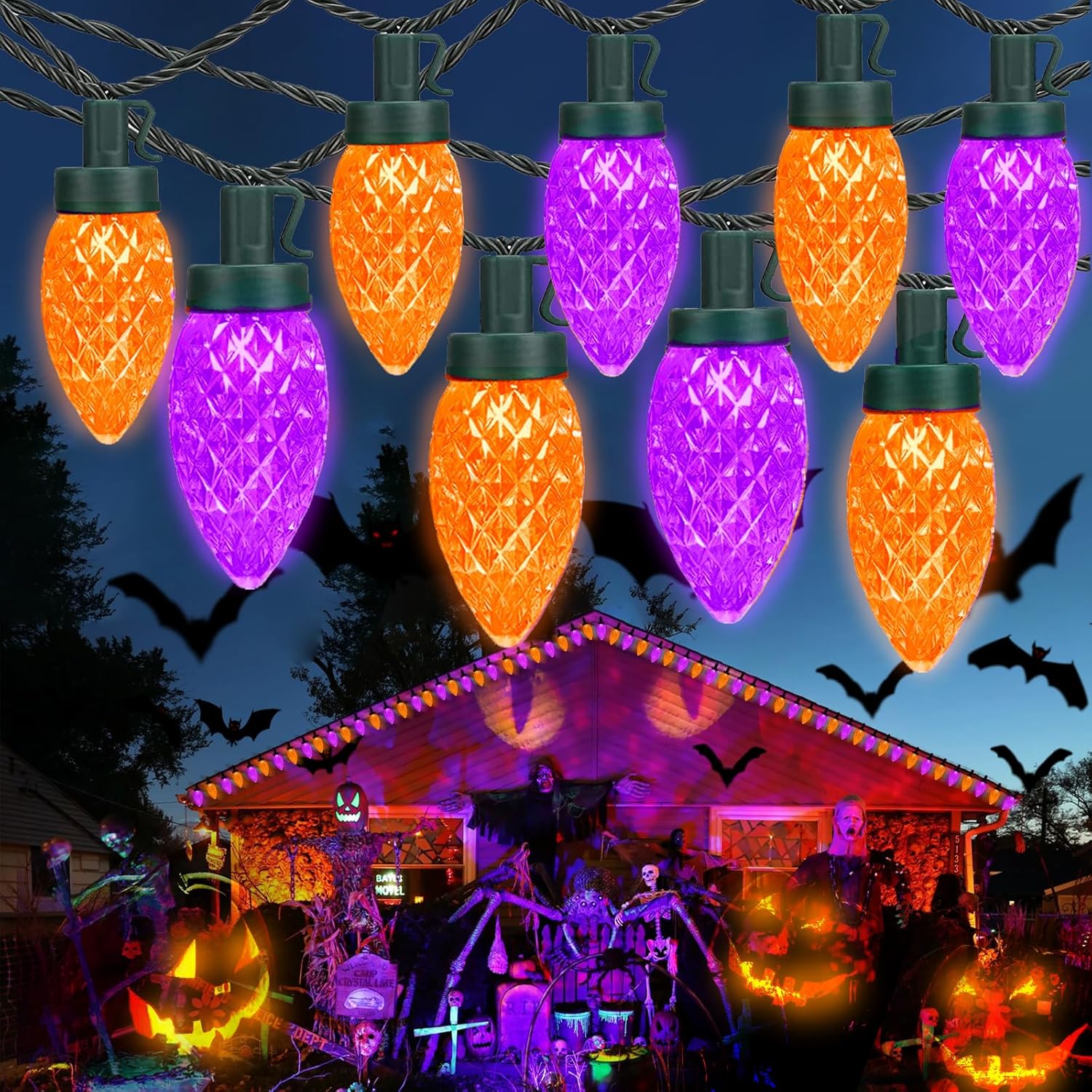 C9 Halloween Lights 2PK 100 LED Purple Orange Indoor Outdoor