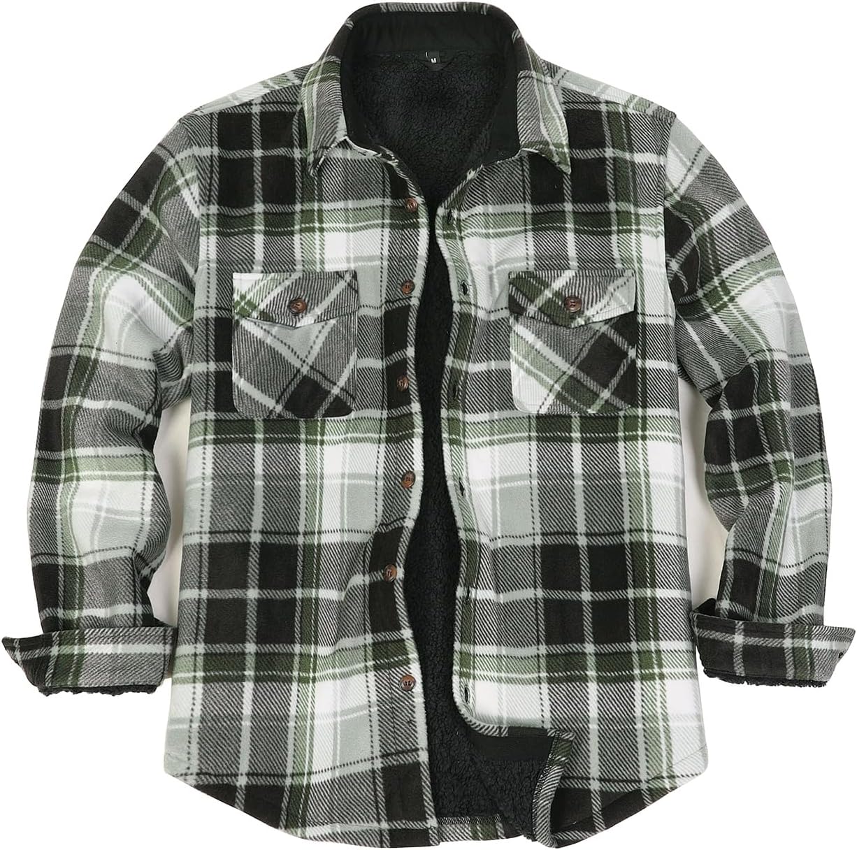 ZENTHACE Men's Warm Sherpa Lined Fleece Plaid Flannel Shirt Jacket