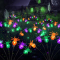 6Pack Total 48LED Purple Orange and Green Spider Solar Halloween