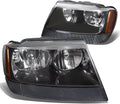 Black Amber Headlights Assembly for 99-04 Jeep Grand Cherokee