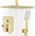 Shower System 12in Modern Rain Brushed Gold - High Pressure Rainfall