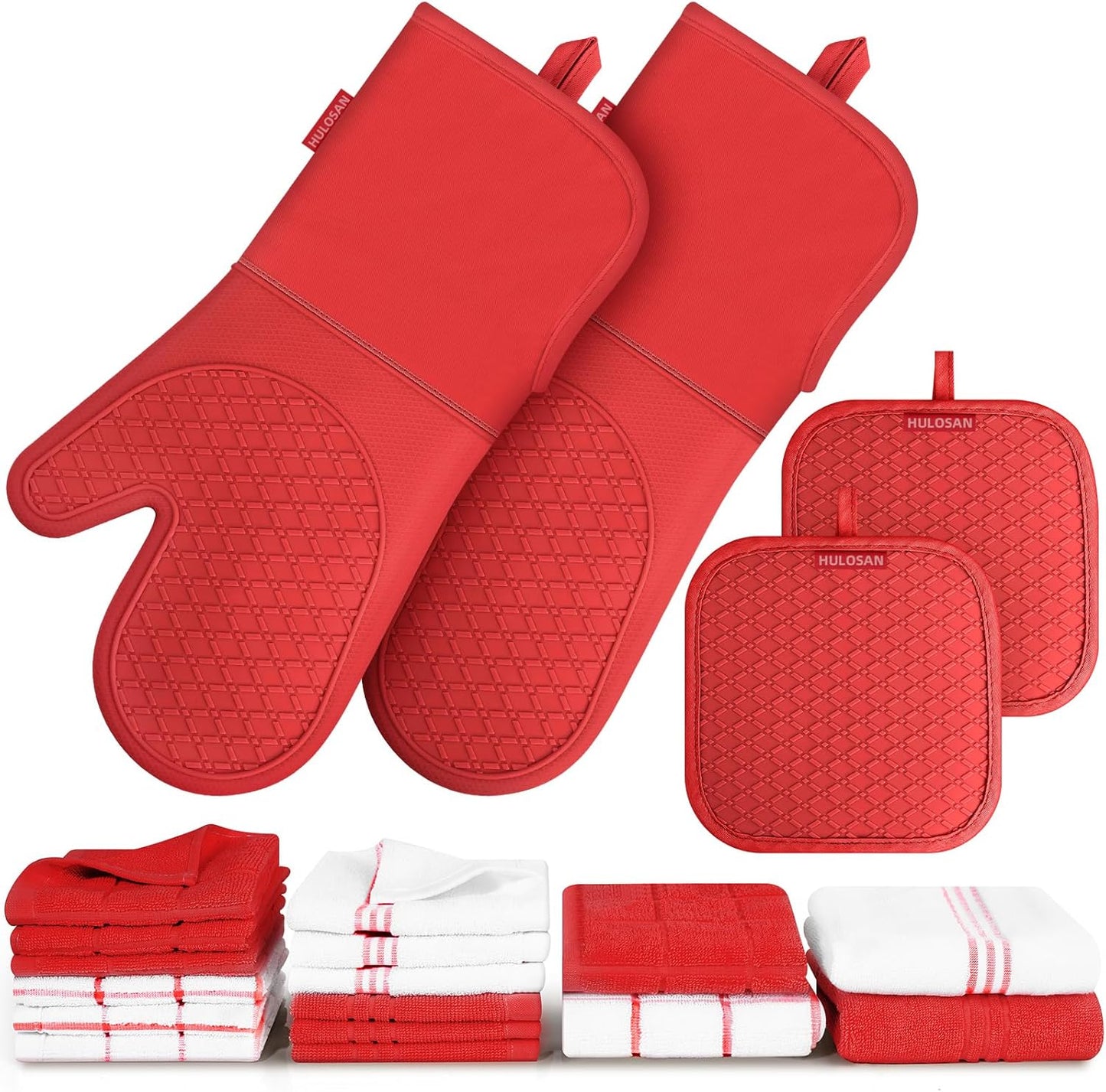 Silicone Oven Mitts and Pot Holders Set for Kitchen Essentials