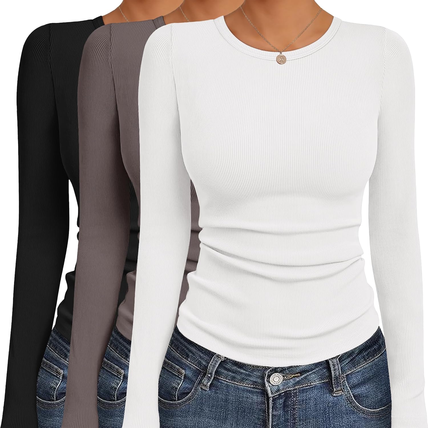 Ekouaer Women's Long Sleeve Shirts - Comfy Thermal Tops