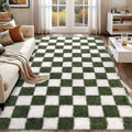 Soft Fluffy Checkered Area Rug for Living Room and Bedroom
