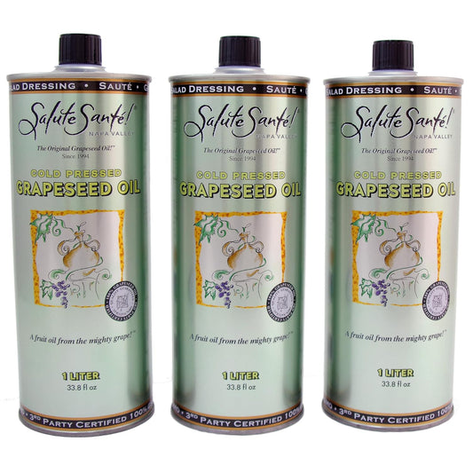 Cold Pressed Grapeseed Oil 1 Liter 3 Pack for Healthy Cooking