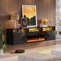 80 inch Floating TV Stand with 40in Electric Fireplace - Space Saving