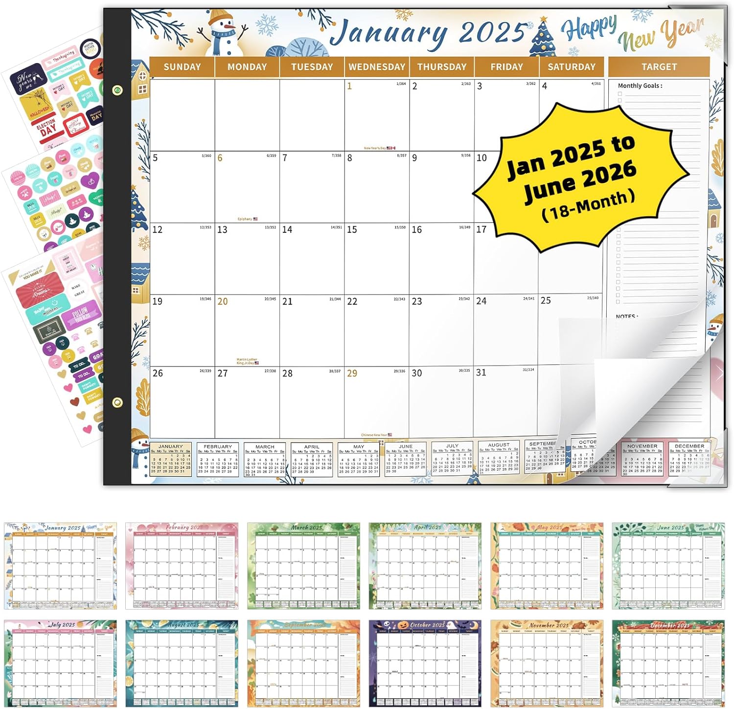 Family Desktop Calendar 2025-2026 | 18-Month Planner