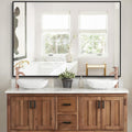 Black Bathroom Mirror for Wall 30x48 in Rectangle - Modern Metal Frame
