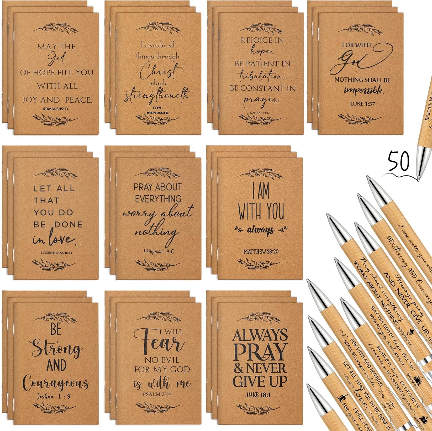 100 Christian Gift Journals - Inspiring Scripture Pens