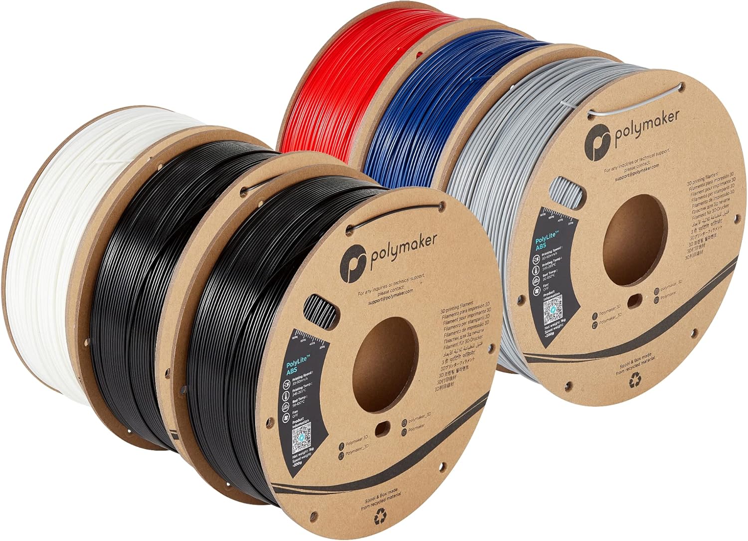 PolyLite ABS 3D Printing Filament Bundle - 6x1kg, 5 Colors