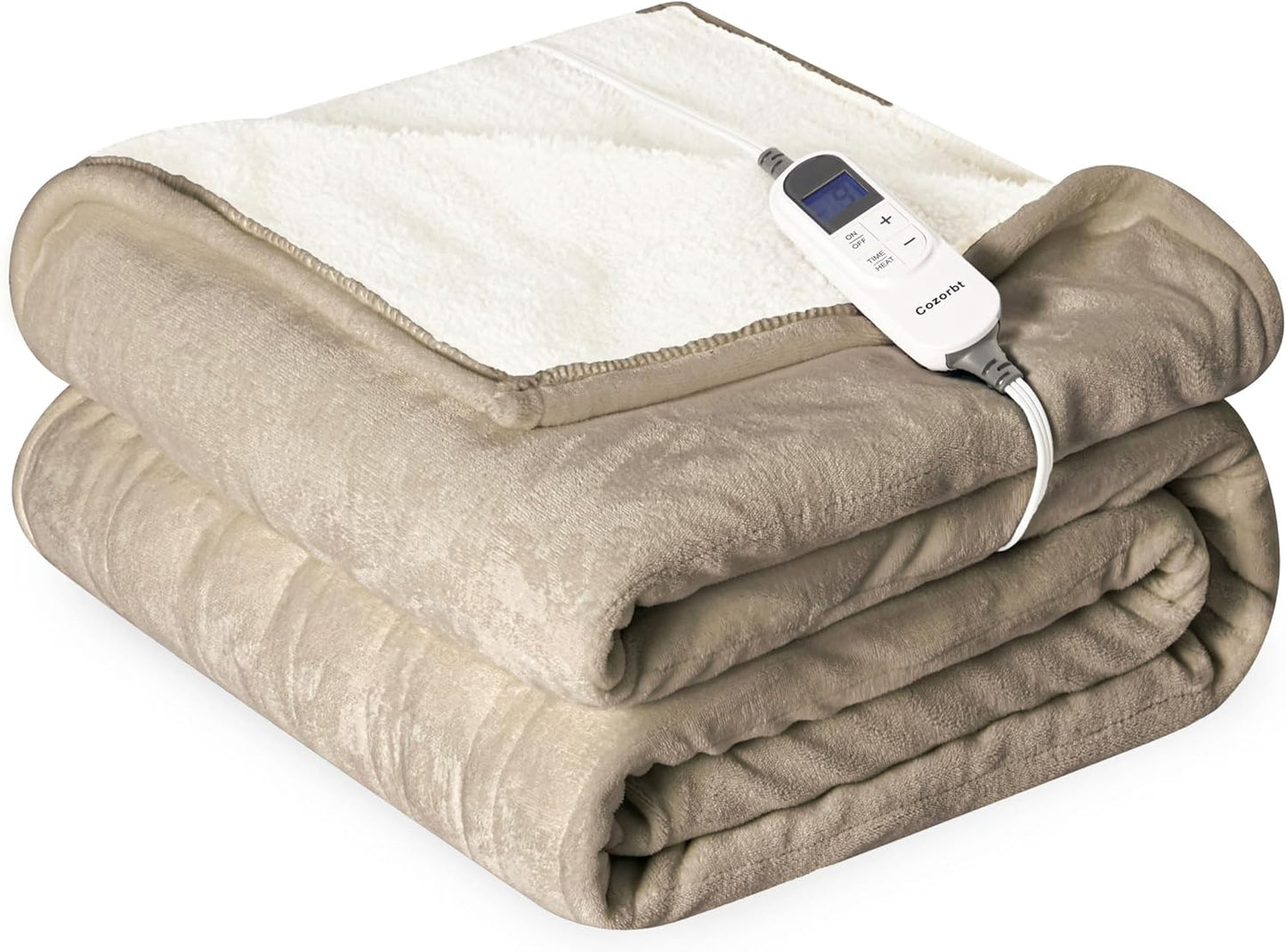 Cozorbt Electric Blanket 50x60 Soft Flannel & Sherpa Warmth