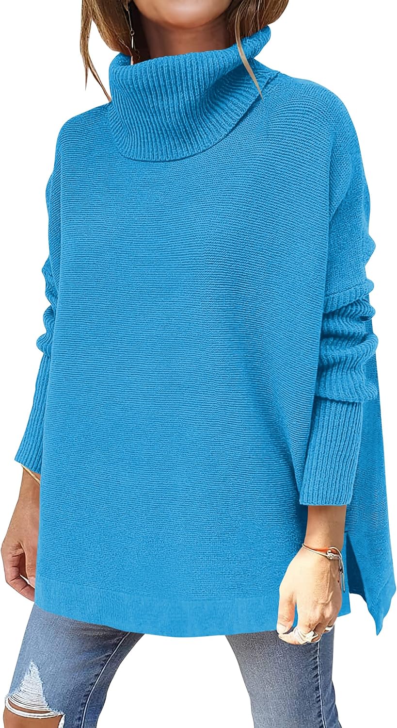 Oversized Turtleneck Batwing Sleeve Sweater for Women