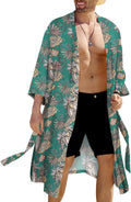COOFANDY Men's Lightweight Kimono Robe Open Front Long Cardigan