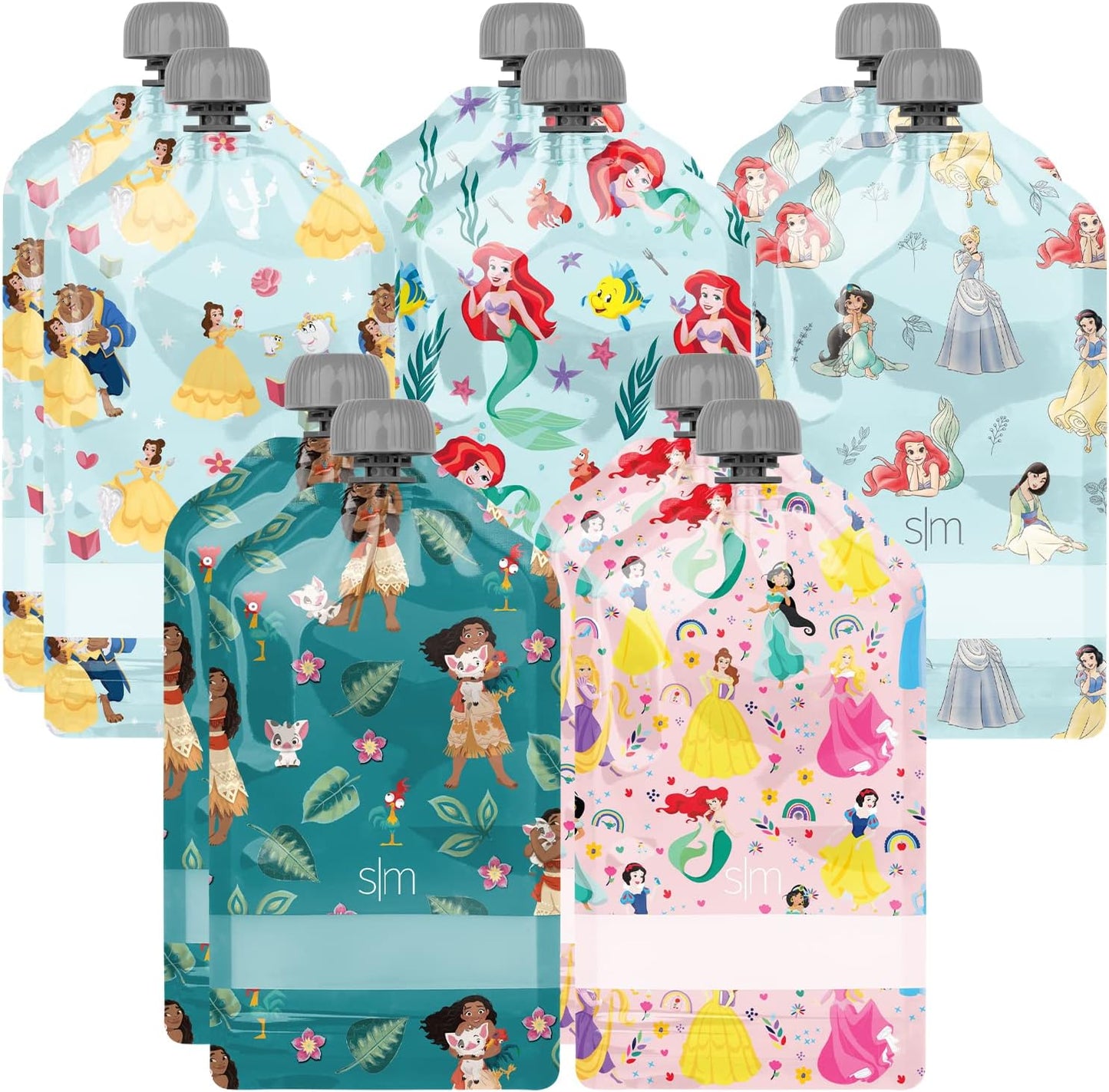 Disney Princess Reusable Baby Food Pouches | BPA-Free, Refillable, Squeeze Pouches