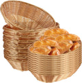 Wicker Bread Basket 30 Pack - Handwoven Oval Serving Baskets 9in