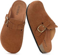 Kids Suede Clogs Cork Footbed Potato Shoes - Comfortable Slip On Girls