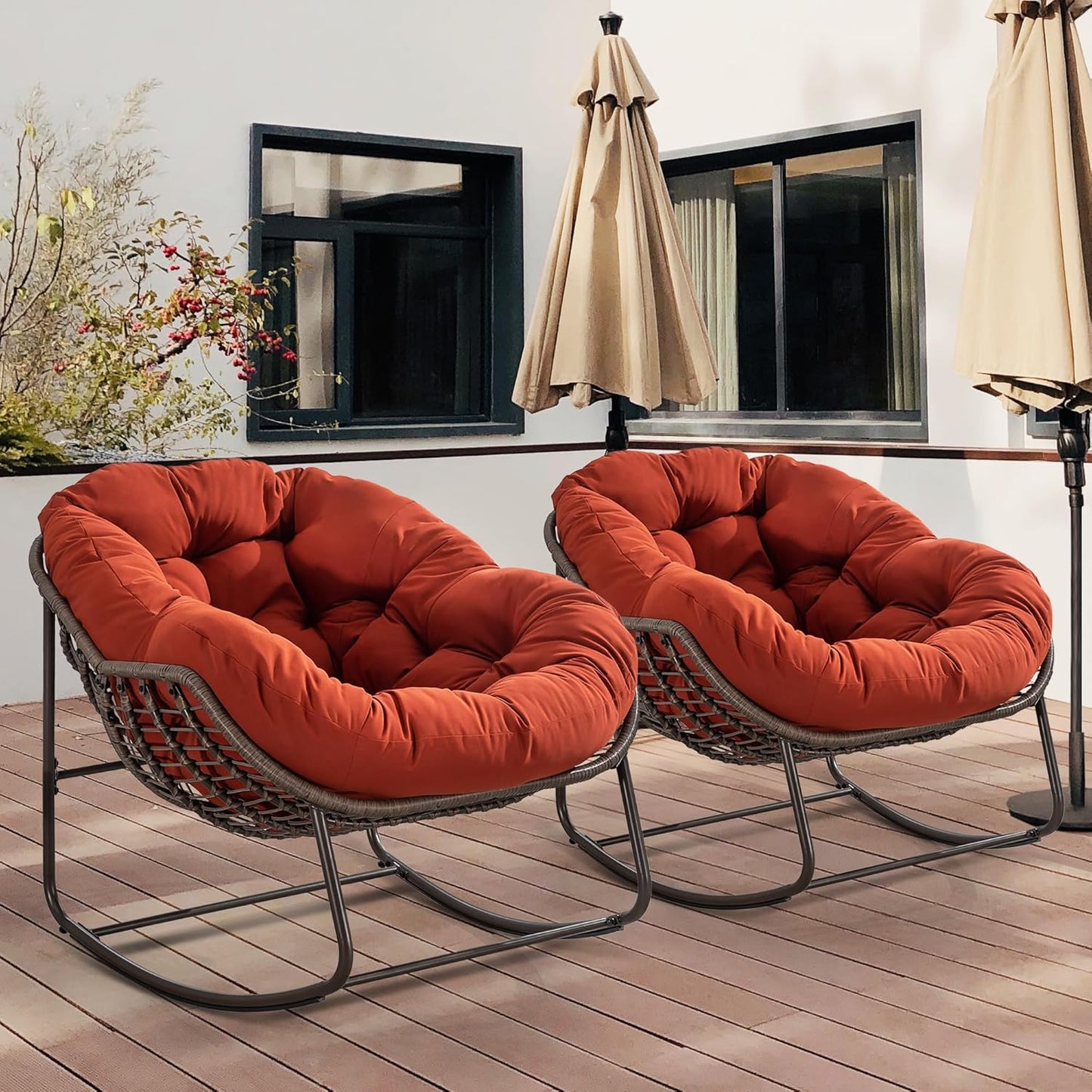 HOMEFUN Outdoor Patio Rocking Chairs Set of 2 for Comfort