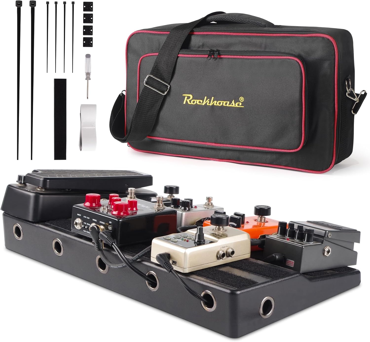 Rockhouse Pedalboard Case for Guitar Effects with Compartment