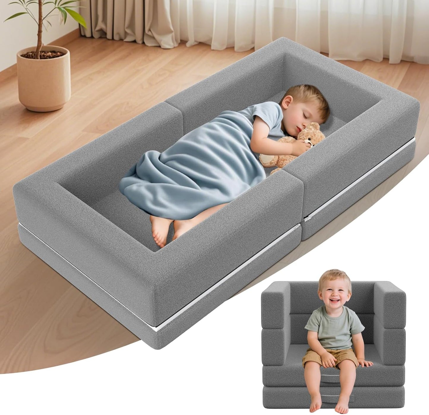 Portable Toddler Travel Bed: Soft 3-in-1 Foldable Design