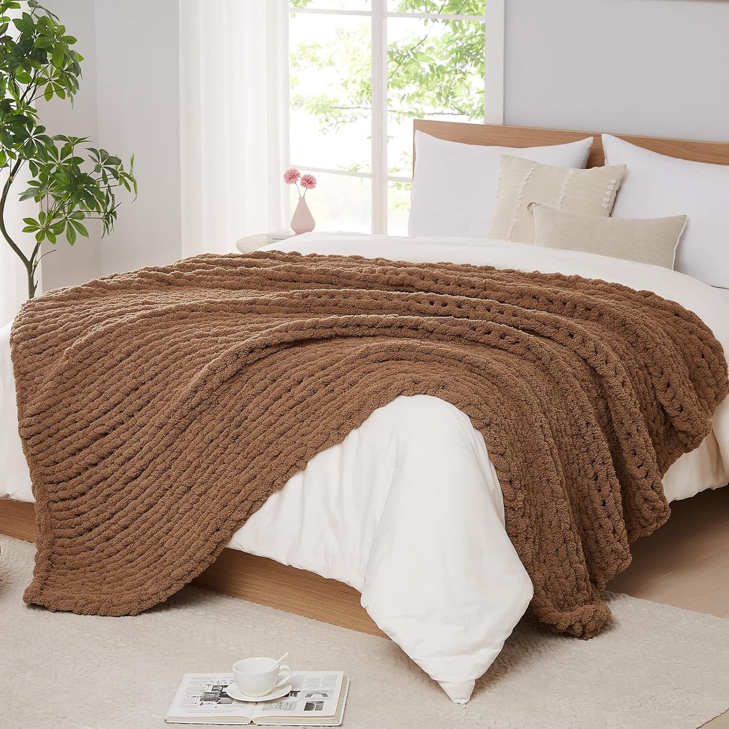 L'AGRATY Chunky Knit Blanket Throw for Cozy Home Decor