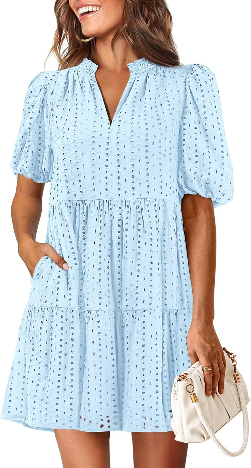 KIRUNDO Eyelet Summer Dresses for Women with Pockets 2025