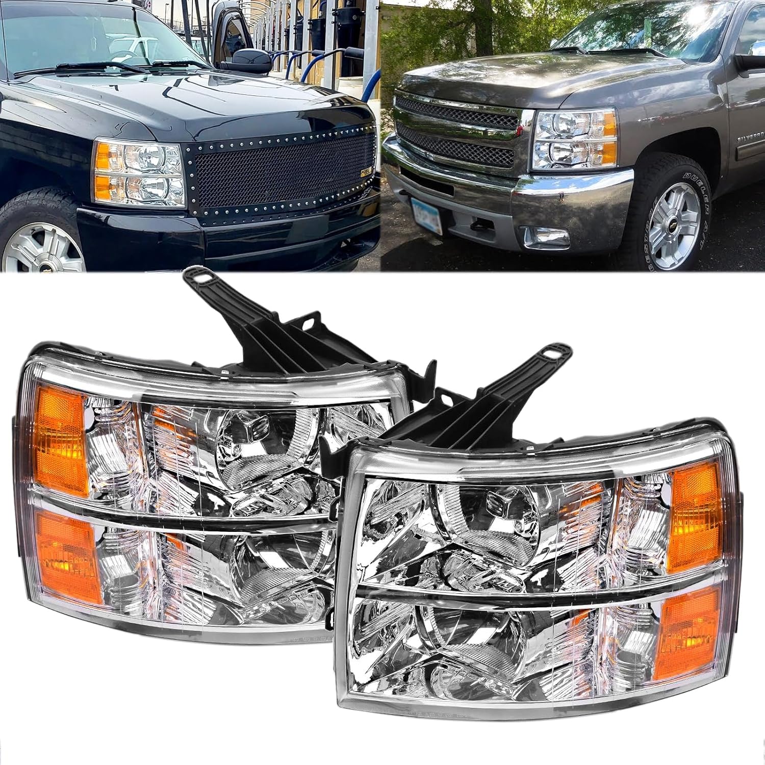 Headlights Assembly for 2007-2013 Chevy Silverado 1500 & 2500HD
