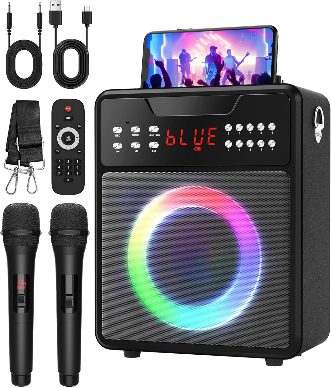 Ultimate Karaoke Fun with Wireless Mics & Light Show!