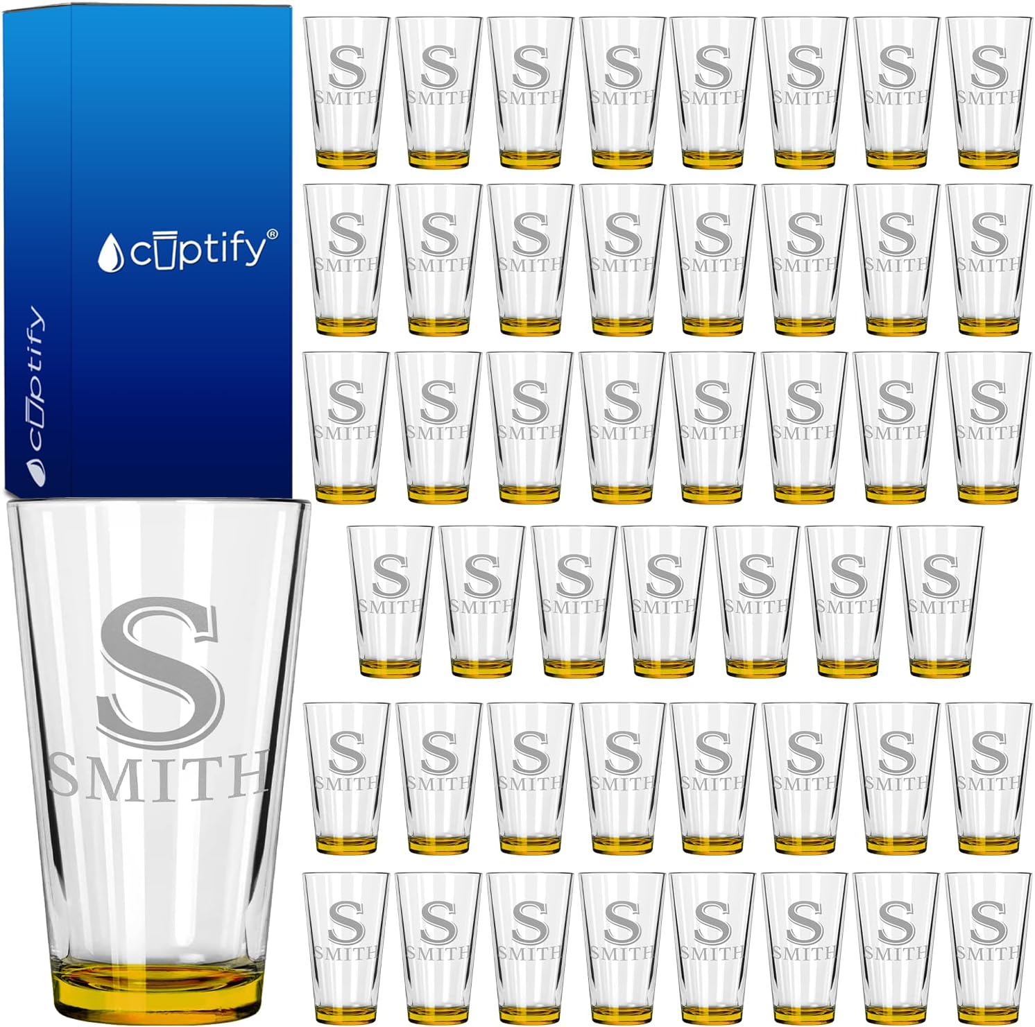 Personalized Beer Glasses Set of 48 for Weddings and Gifts