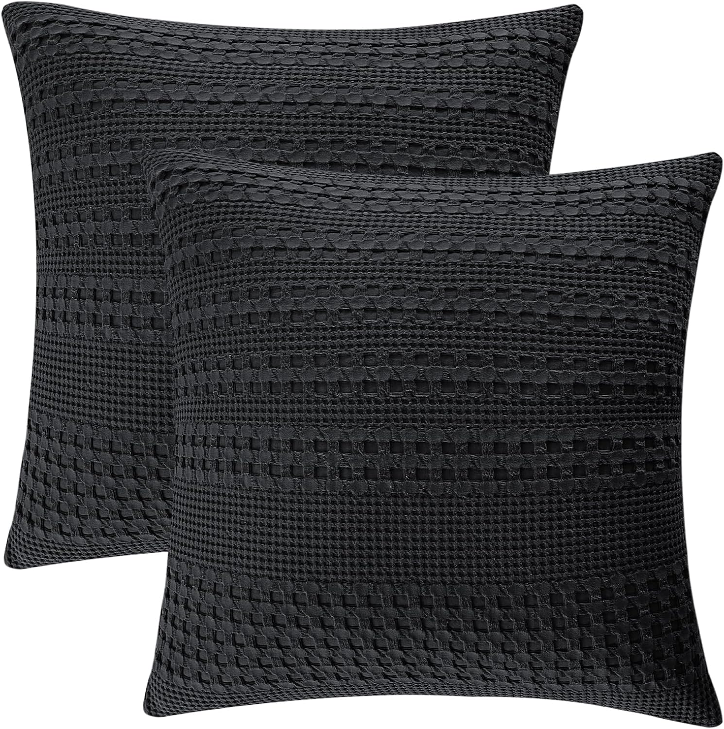 PHF 100% Cotton Waffle Weave Euro Sham Covers for Elegant Decor