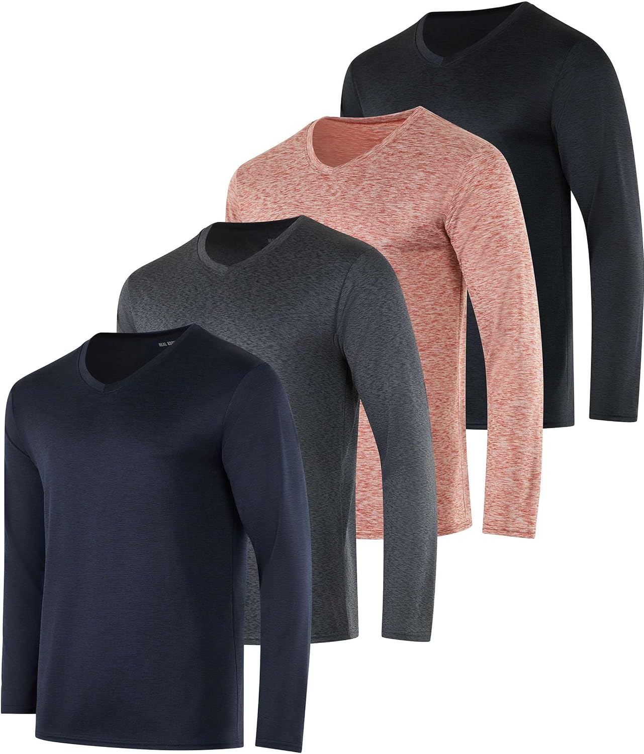 Men's Dry Fit Long Sleeve V-Neck T-Shirts for Outdoor Activities