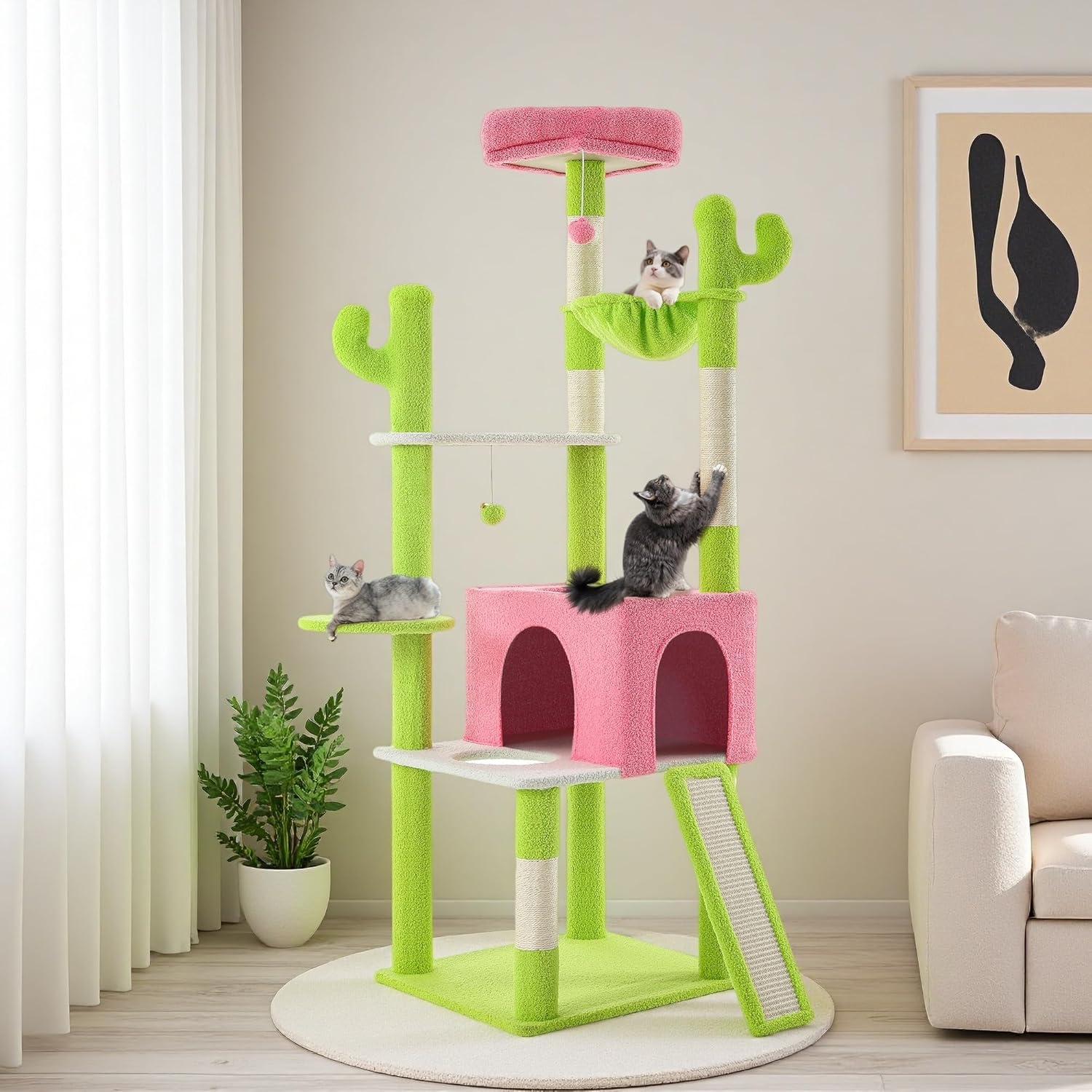 YITAHOME Tall Cactus Cat Tree: Fun 68 in Activity Center