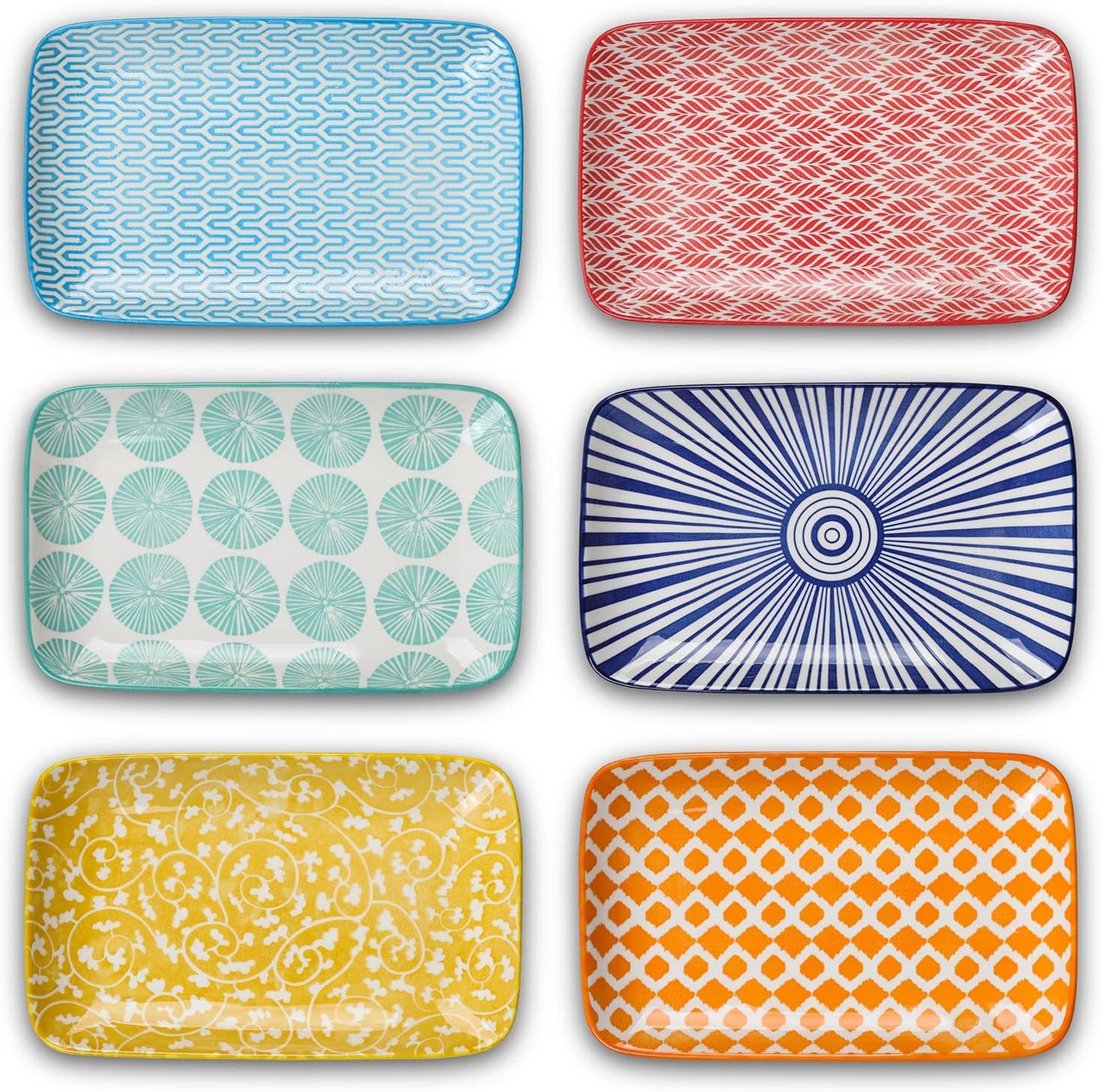Selamica Ceramic 9.5 Inch Large Rectangular Salad Plates Set
