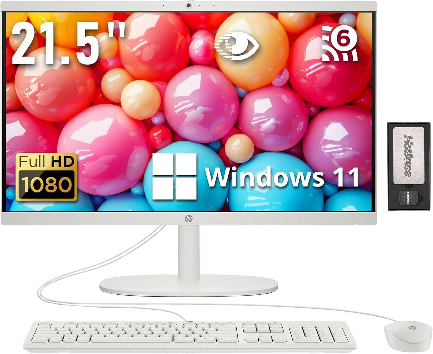 HP All-in-One Desktop Computer with 21.5in FHD Display
