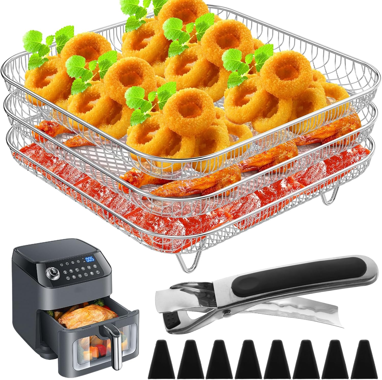 Stackable Stainless Steel Air Fryer Rack - Evenly Cook Multiple Layers