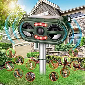 Ultrasonic Animal Repellent Solar Powered for Outdoor Use