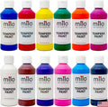 milo Washable Paint for Kids 12 Colors 8 oz Bottles - Safe Tempera Set